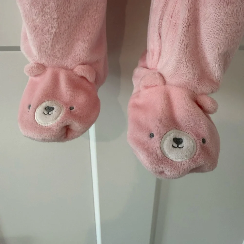 Carter's Light Pink Plush Hooded Footed One-Piece